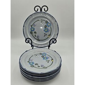 Vintage Finesse Suzanne Floral Stoneware Salad Plates Set of 7 Japan